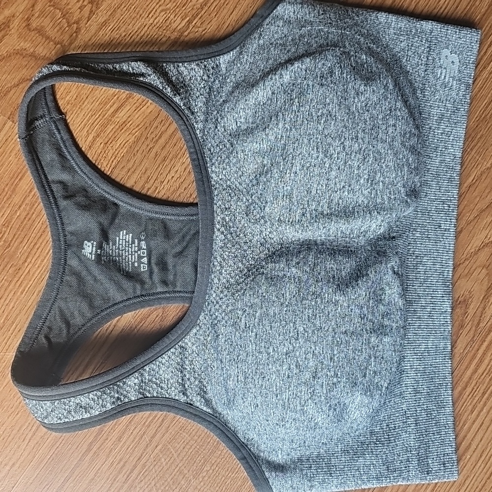 New Balance Racer Back Gray Athletic Bra Women's Size Medium